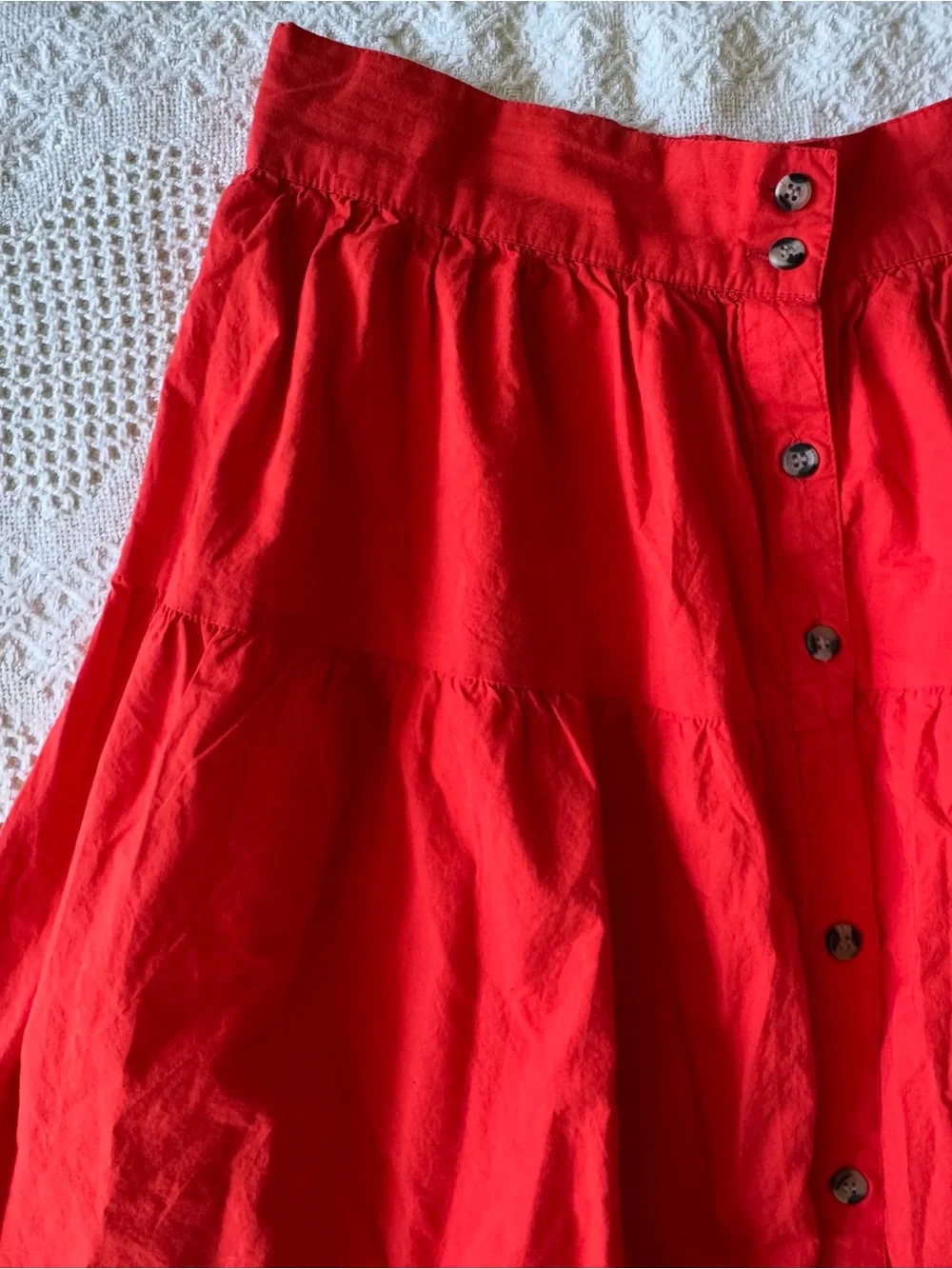 Sim & Sam Red Cotton Maxi Skirt Large